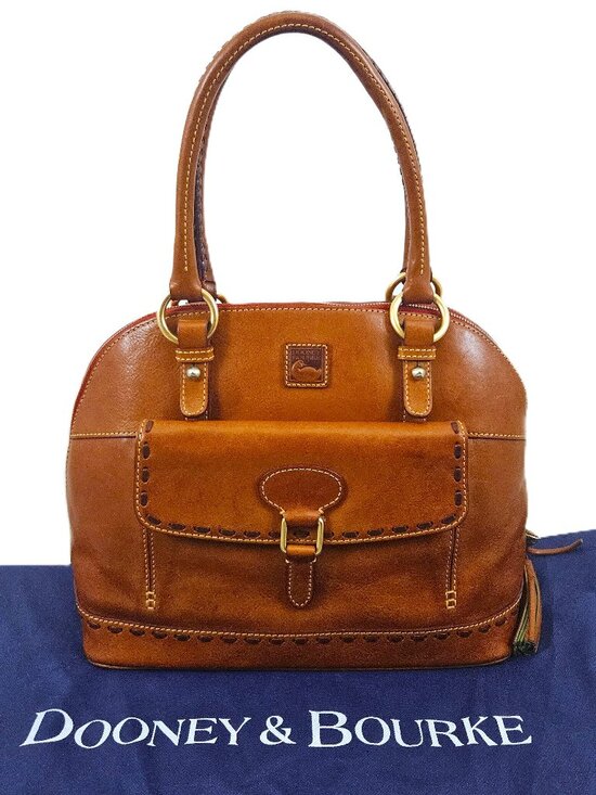 Dooney & Bourke Handbags - Dooney & Bourke Florentine Leather Vachetta Domed Satchel Natural Whip Stitch DB
